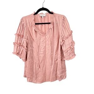 HAYDEN Pink Ruffle Sleeve Blouse Top Size L Layered Coquette Fairy y2k Delicate